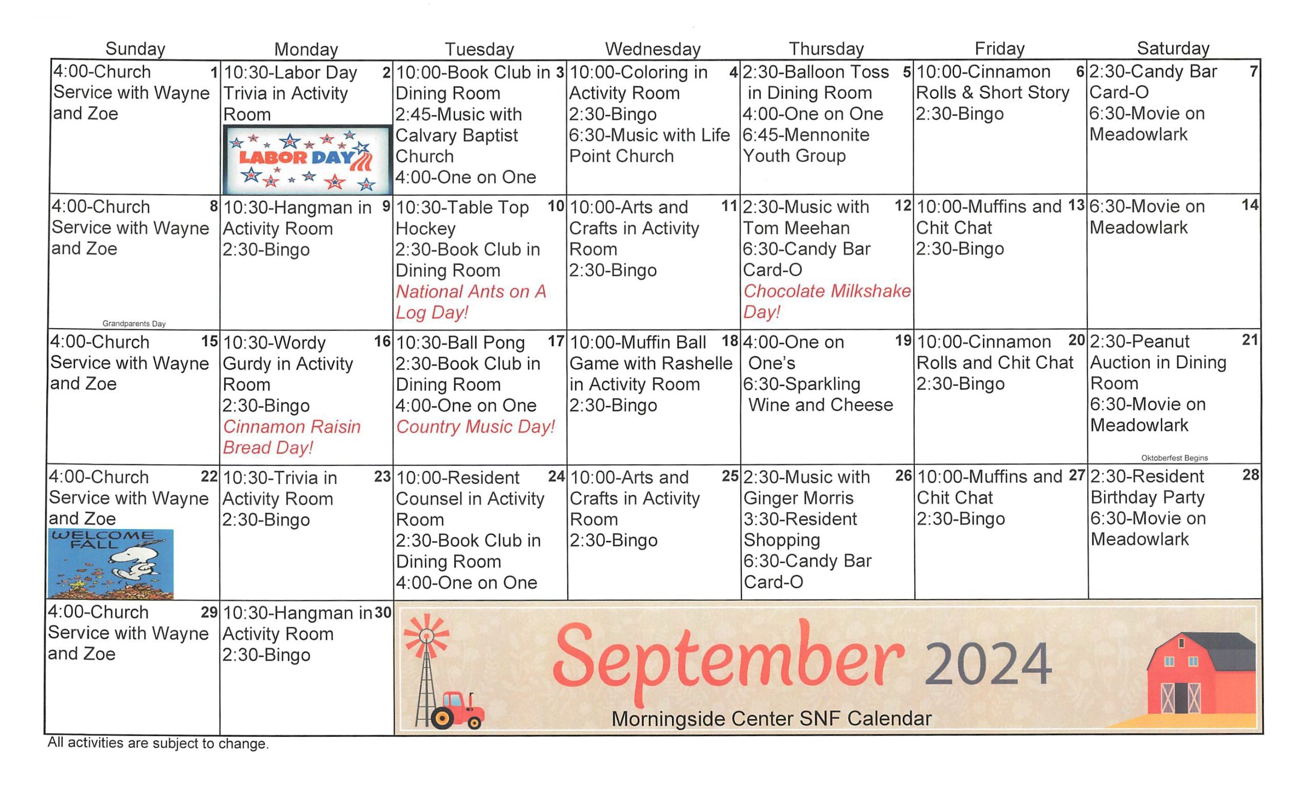 Image of the events in September.