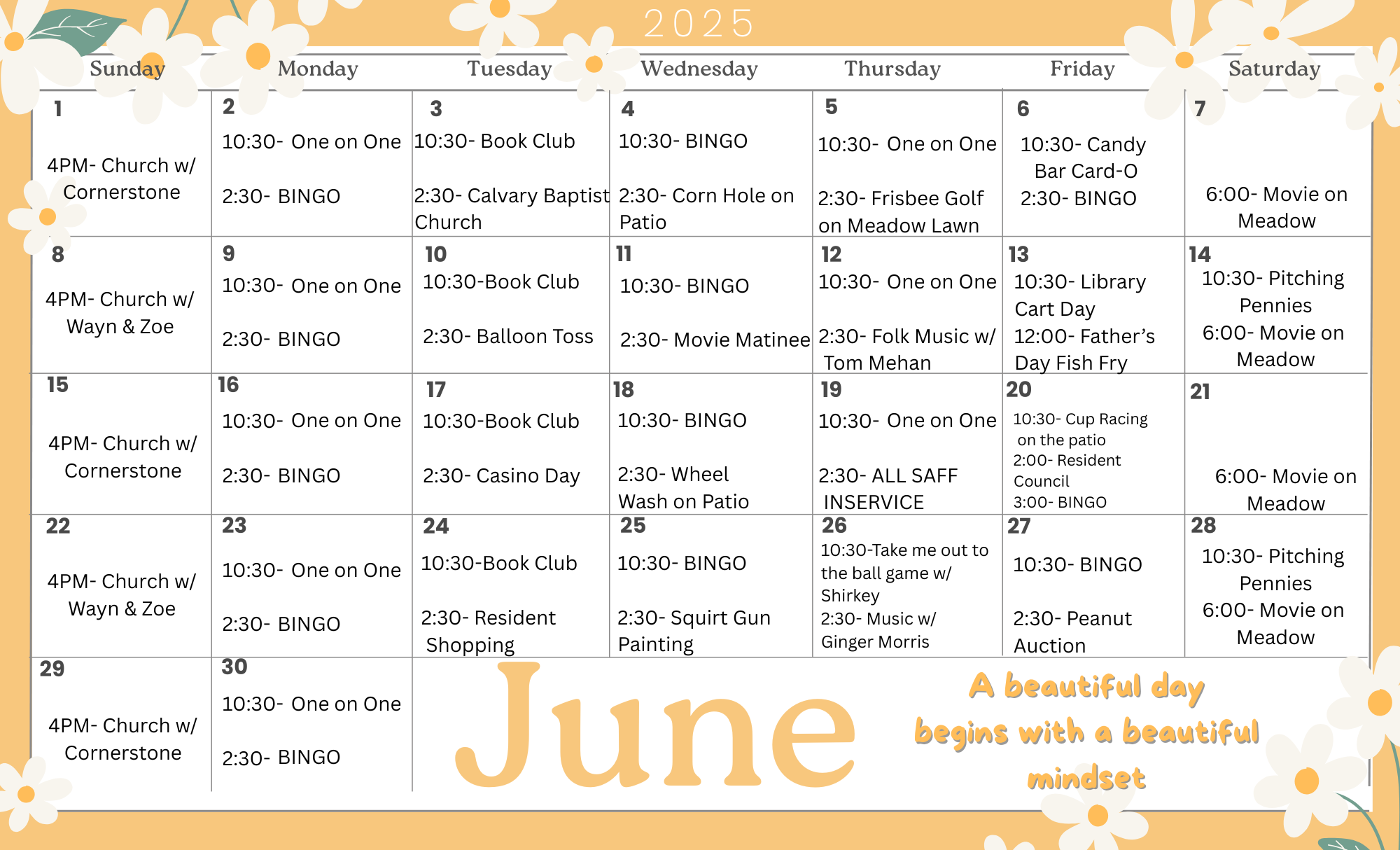 June 2025 Calendar of Events