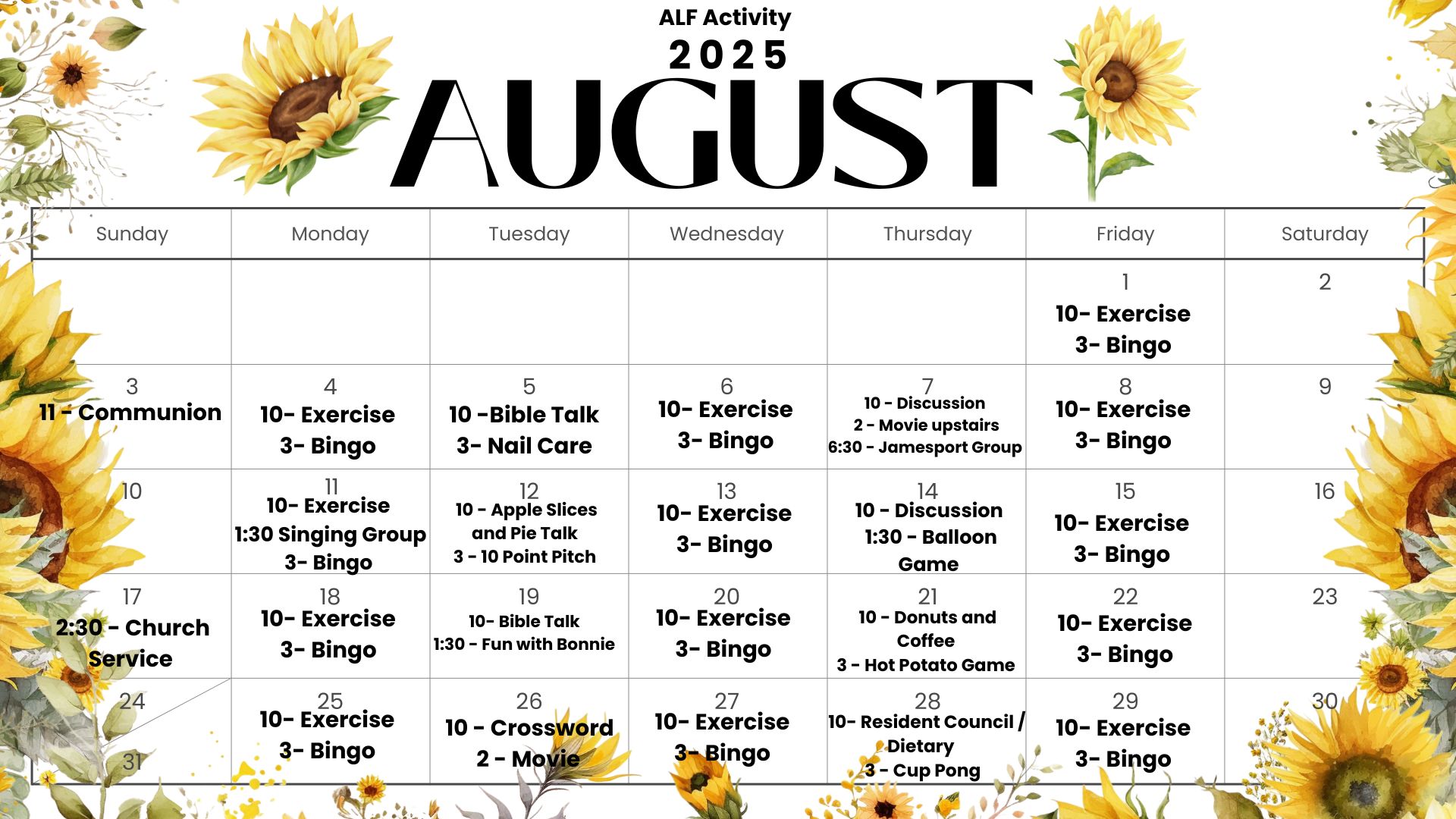 August Activities
